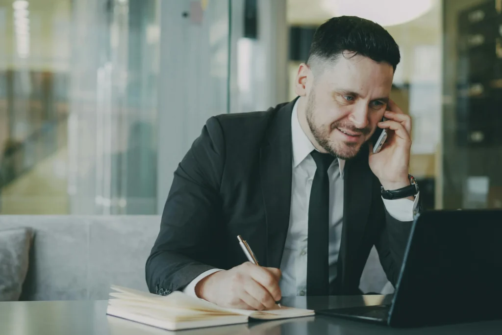 entrepreneur on a sales call