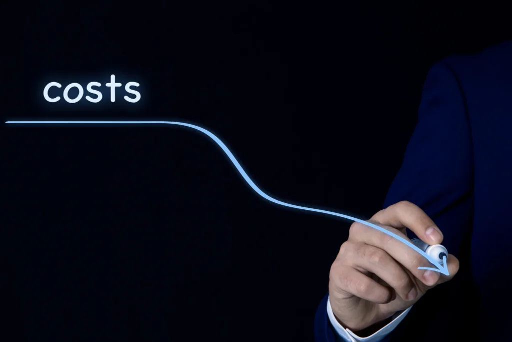 entrepreneur showing decreasing business costs