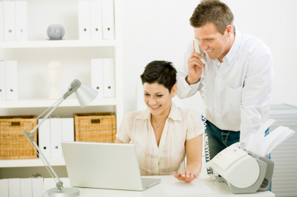 Couple working at home