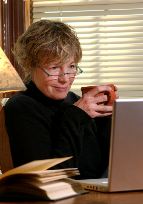 senior woman in computer senior woman in computer