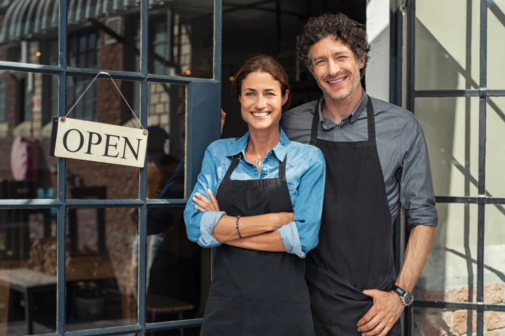 how to work with your spouse: open sign of a store