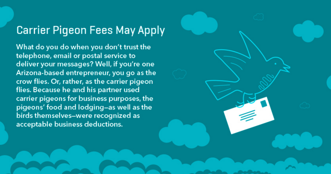 tax deduction carrier pigeons