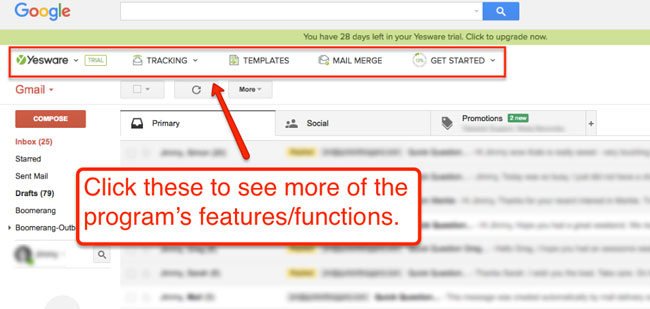 Yesware features and functions