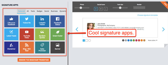 WiseStamp Cool signature apps
