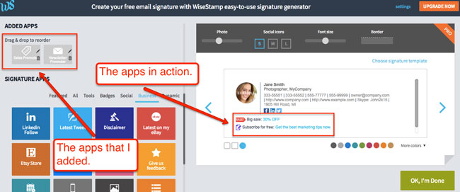 WiseStamp Cool signature apps