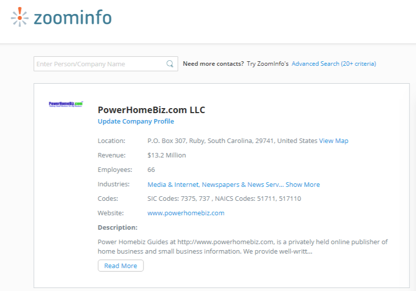 Zoominfo data on brigittesglobalstore.com