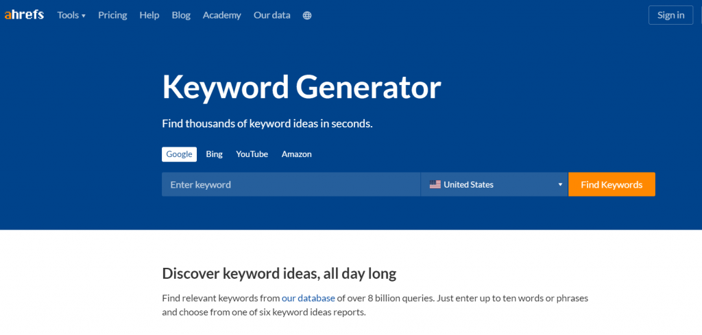 ahref keyword tool