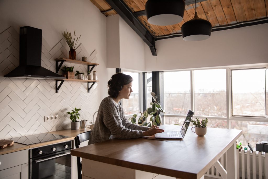 work from home in the kitchen