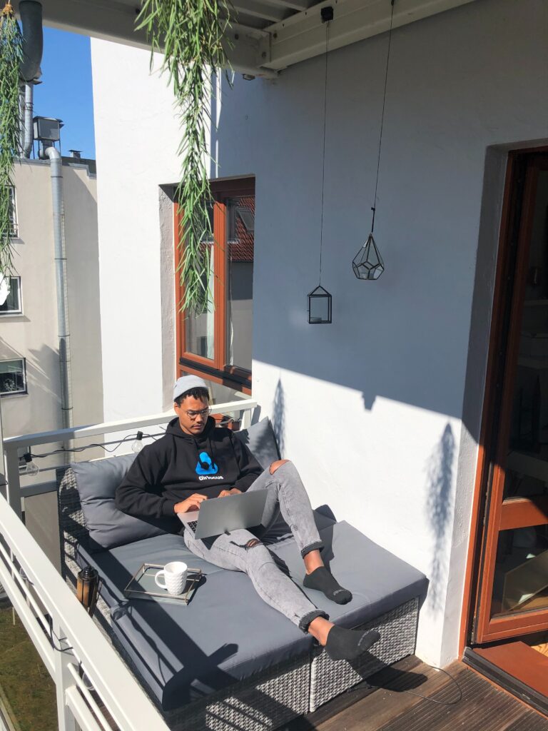 working from home out of office worker