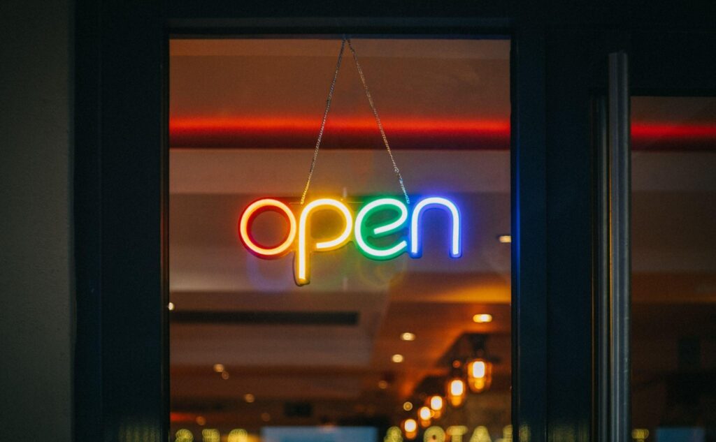 open for business sign