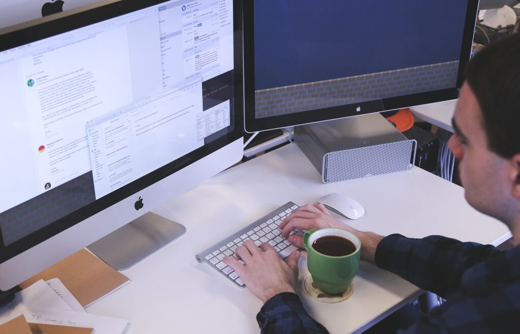 big data man typing on computer
