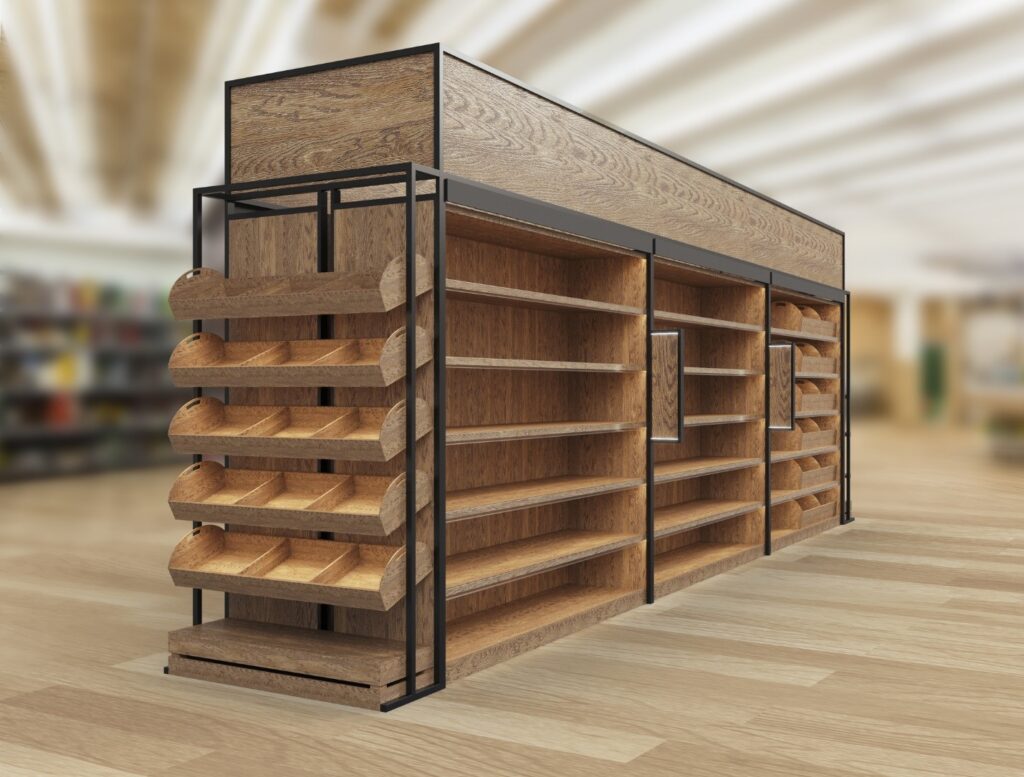 gondola shelves in retail store