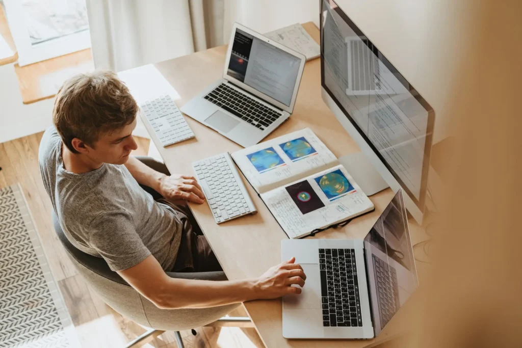 remote work employee working on computer