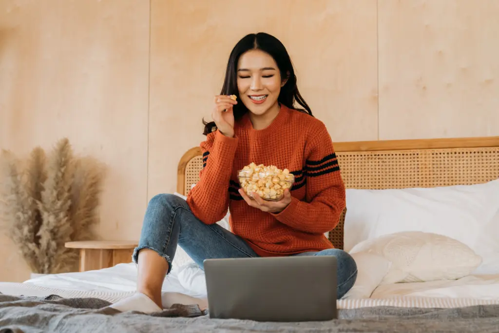 staycation watching movie entrepreneur relaxing