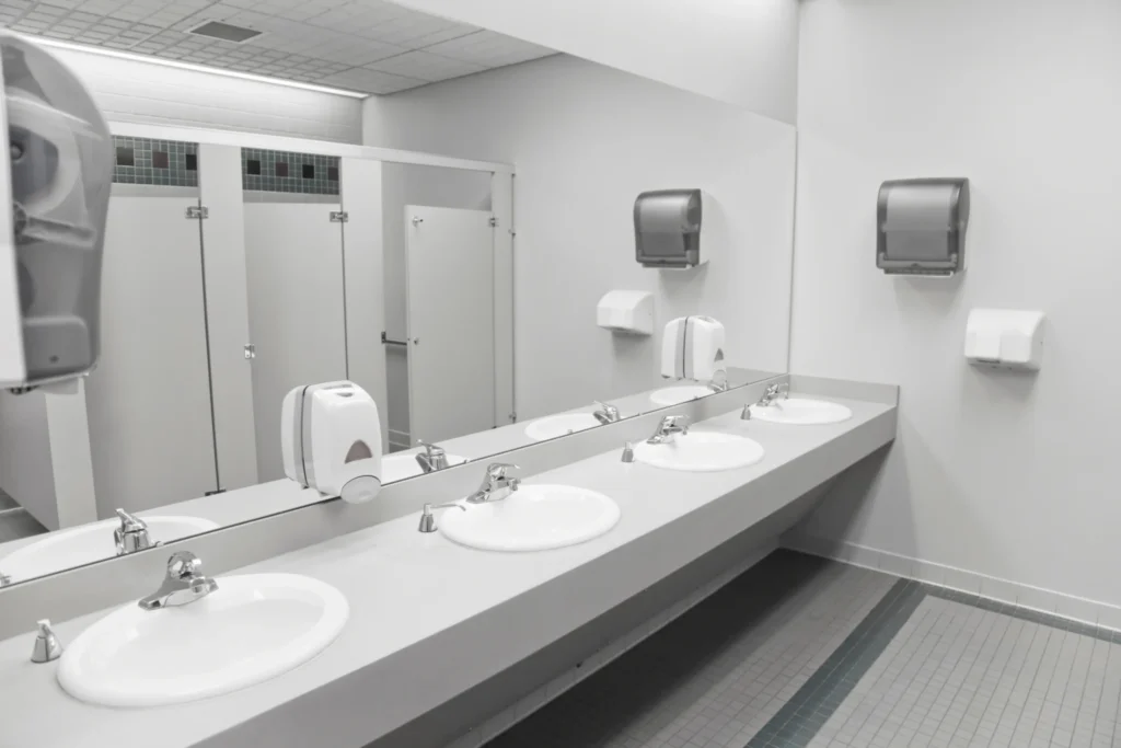 inside of a portable bathroom trailer