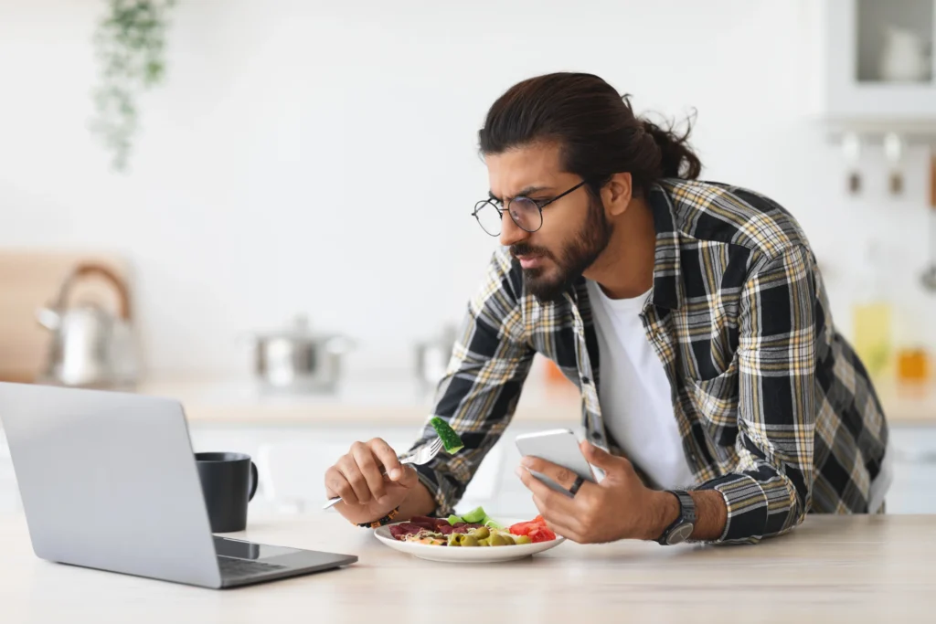 snacking and drinking while working from home remote