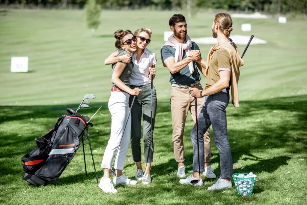 playing golf and networking