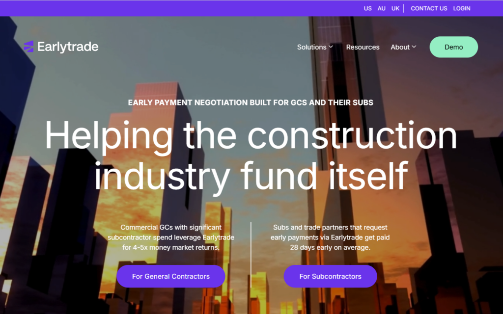 Earlytrade offering help with construction cash flow